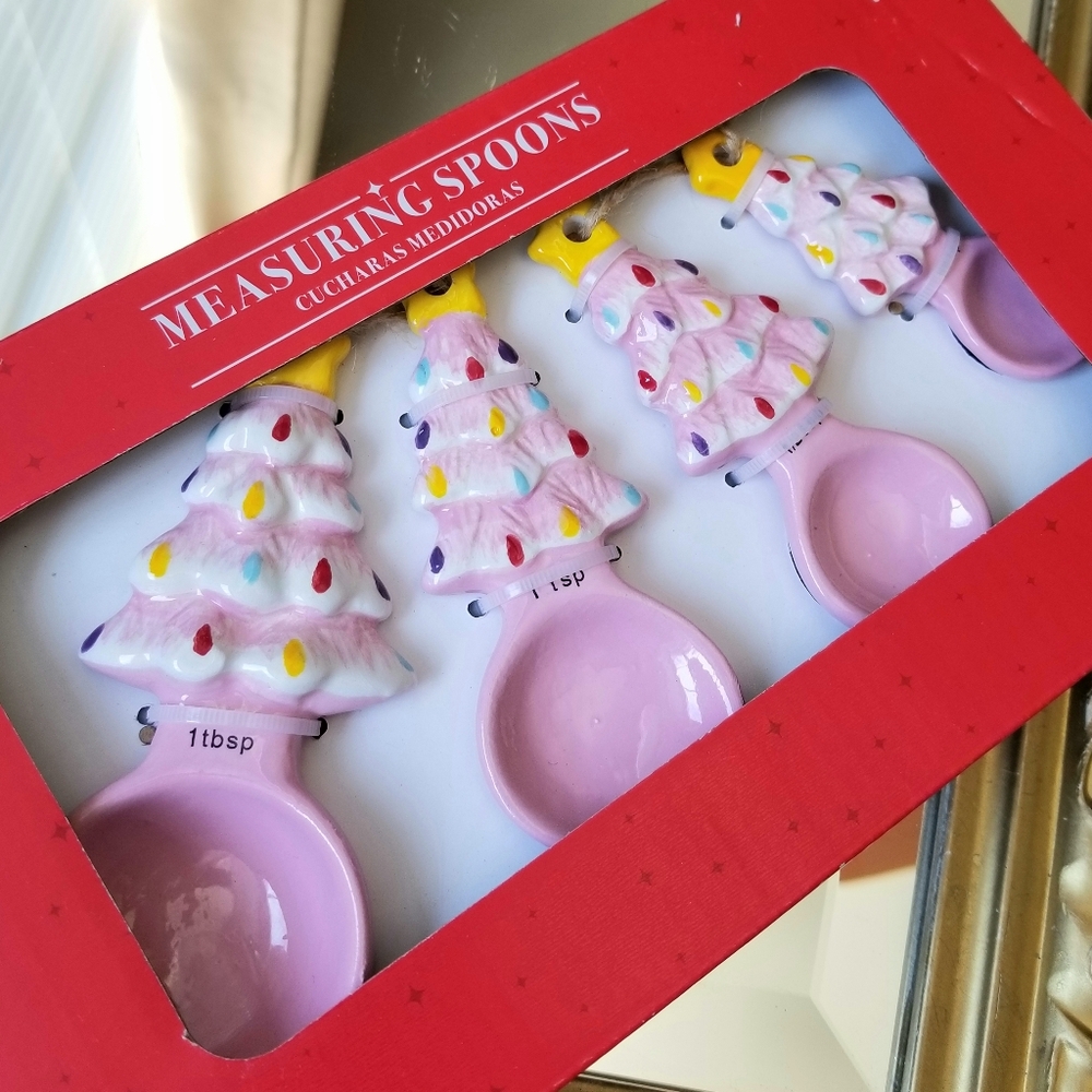 ❗Nostalgic Pink Retro Christmas Tree Measuring Spoon Set❗